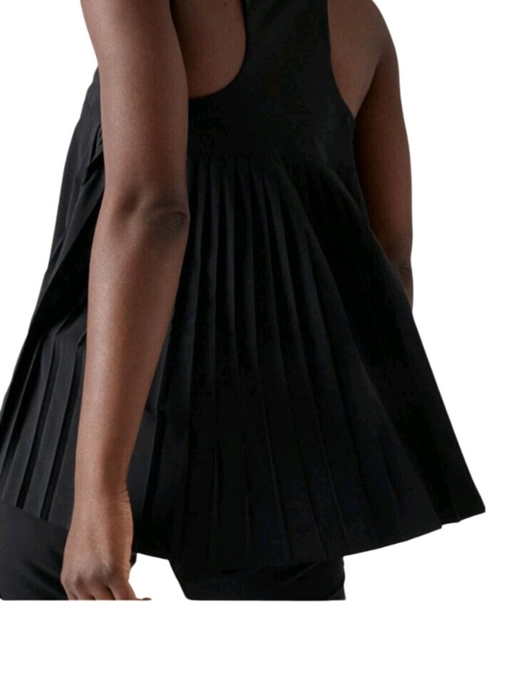 Athleta Swing Forward Pleated Tank Top Black Womens M Sleeveless Flowy Summer - Picture 2 of 9